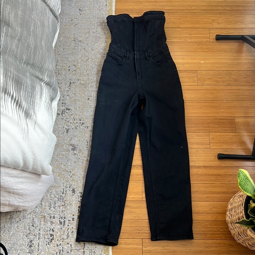 Good American Black Denim Jumpsuit